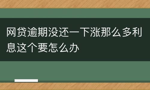 网贷逾期没还一下涨那么多利息这个要怎么办