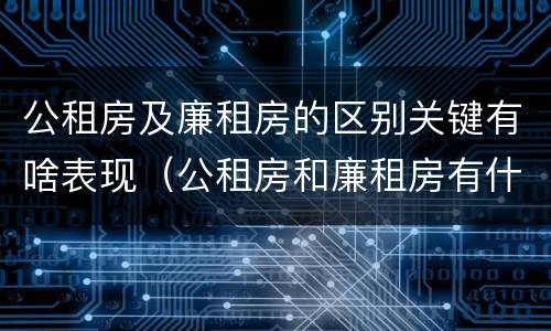 公租房及廉租房的区别关键有啥表现（公租房和廉租房有什么区）