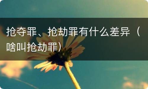抢夺罪、抢劫罪有什么差异（啥叫抢劫罪）