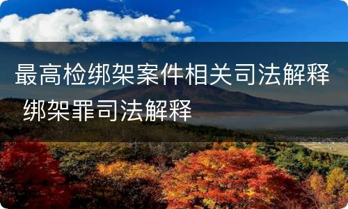 最高检绑架案件相关司法解释 绑架罪司法解释