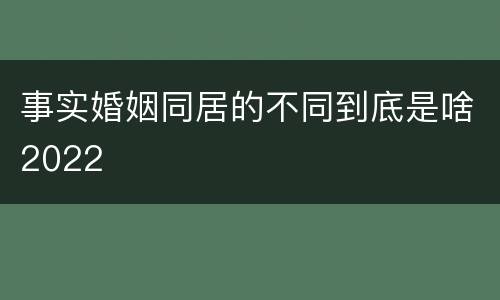 事实婚姻同居的不同到底是啥2022