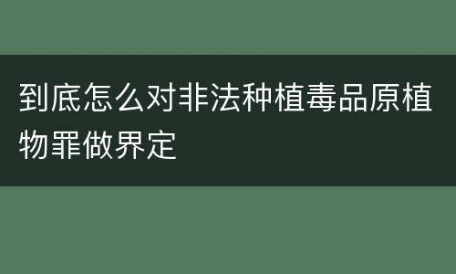 到底怎么对非法种植毒品原植物罪做界定