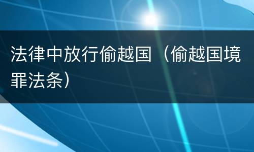 法律中放行偷越国（偷越国境罪法条）