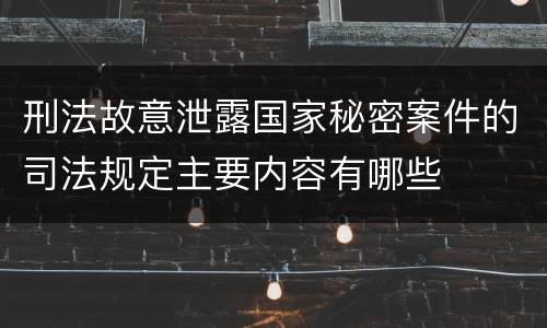 刑法故意泄露国家秘密案件的司法规定主要内容有哪些