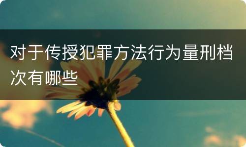 对于传授犯罪方法行为量刑档次有哪些