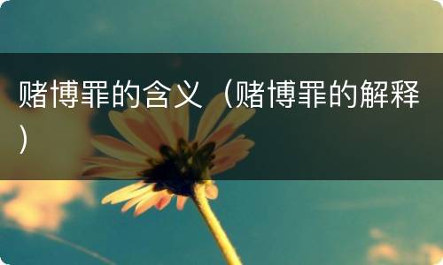 赌博罪的含义（赌博罪的解释）