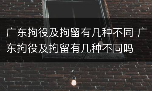 广东拘役及拘留有几种不同 广东拘役及拘留有几种不同吗