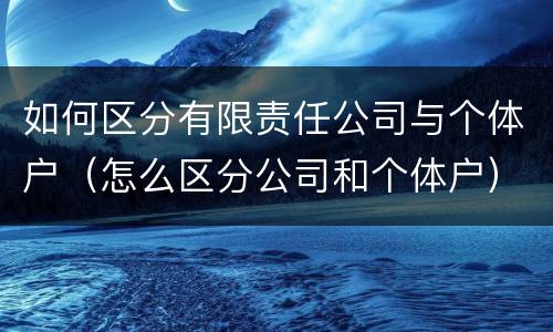 如何区分有限责任公司与个体户（怎么区分公司和个体户）