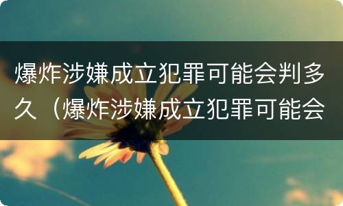 爆炸涉嫌成立犯罪可能会判多久（爆炸涉嫌成立犯罪可能会判多久缓刑）
