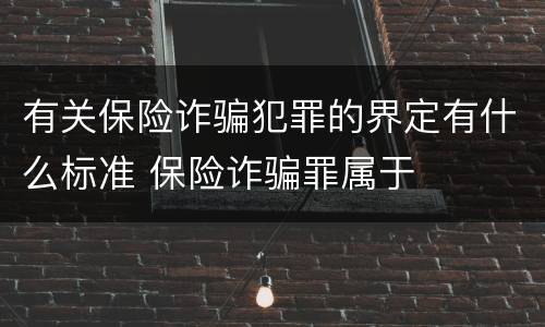 有关保险诈骗犯罪的界定有什么标准 保险诈骗罪属于
