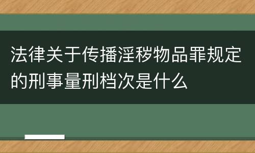 法律关于传播淫秽物品罪规定的刑事量刑档次是什么