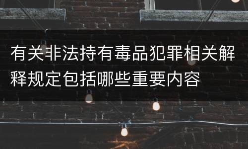 有关非法持有毒品犯罪相关解释规定包括哪些重要内容