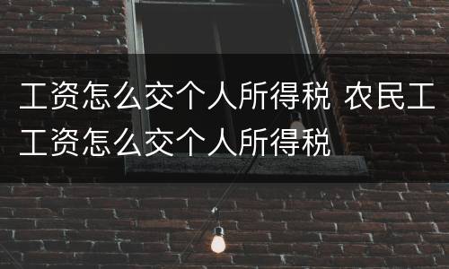 工资怎么交个人所得税 农民工工资怎么交个人所得税