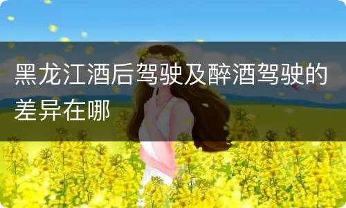 黑龙江酒后驾驶及醉酒驾驶的差异在哪