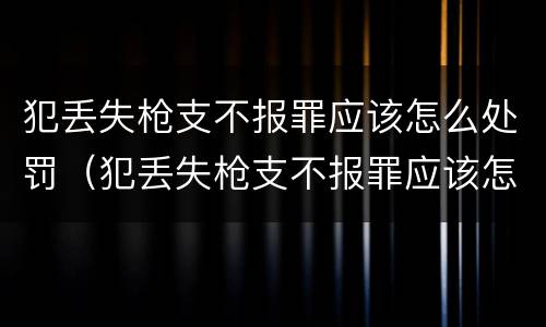 犯丢失枪支不报罪应该怎么处罚（犯丢失枪支不报罪应该怎么处罚呢）