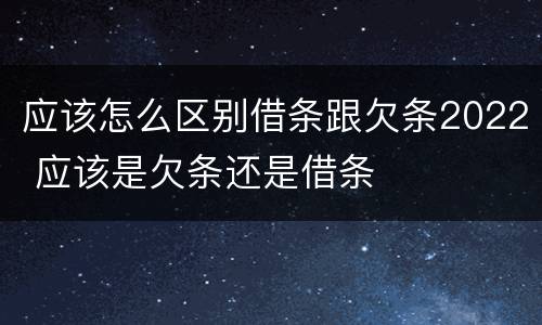 应该怎么区别借条跟欠条2022 应该是欠条还是借条