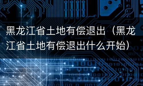 黑龙江省土地有偿退出（黑龙江省土地有偿退出什么开始）