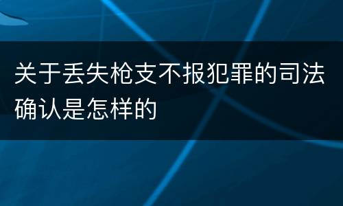 关于丢失枪支不报犯罪的司法确认是怎样的