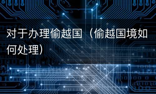 对于办理偷越国（偷越国境如何处理）