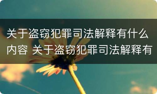 关于盗窃犯罪司法解释有什么内容 关于盗窃犯罪司法解释有什么内容规定