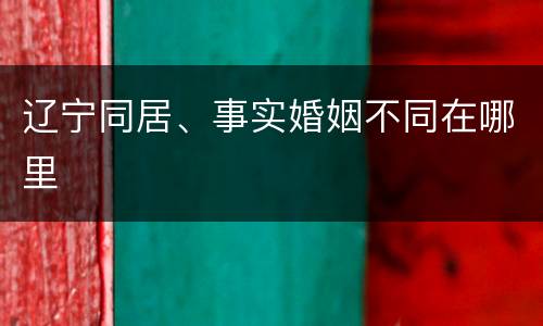 辽宁同居、事实婚姻不同在哪里