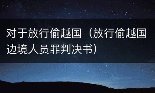 对于放行偷越国（放行偷越国边境人员罪判决书）