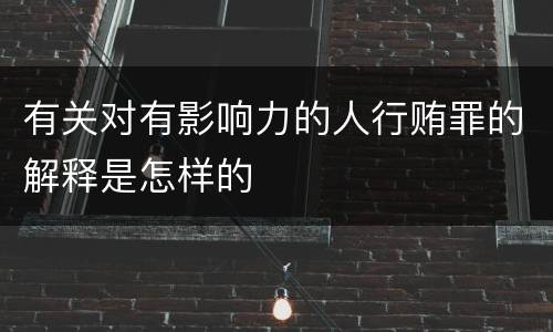 有关对有影响力的人行贿罪的解释是怎样的