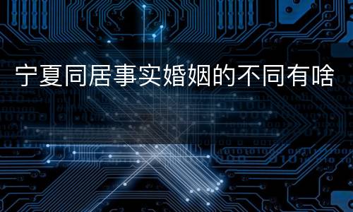 宁夏同居事实婚姻的不同有啥