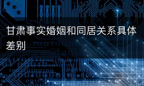 甘肃事实婚姻和同居关系具体差别