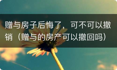 赠与房子后悔了，可不可以撤销（赠与的房产可以撤回吗）