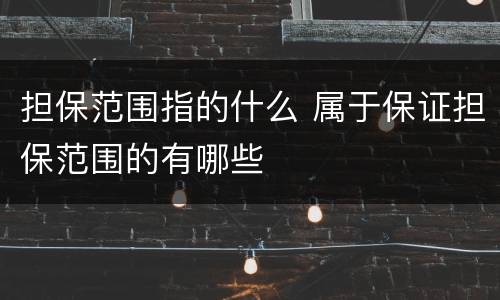 担保范围指的什么 属于保证担保范围的有哪些