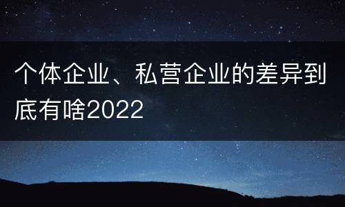 个体企业、私营企业的差异到底有啥2022
