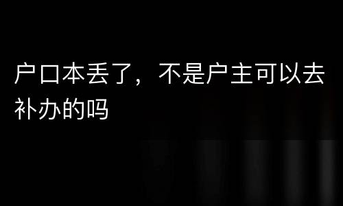 户口本丢了，不是户主可以去补办的吗