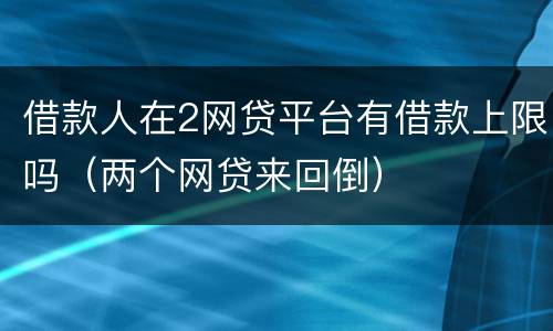 借款人在2网贷平台有借款上限吗（两个网贷来回倒）