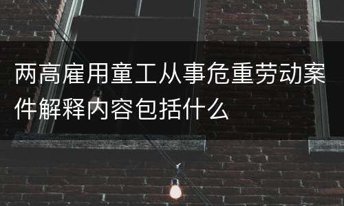 两高雇用童工从事危重劳动案件解释内容包括什么