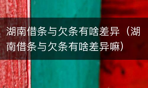 湖南借条与欠条有啥差异（湖南借条与欠条有啥差异嘛）