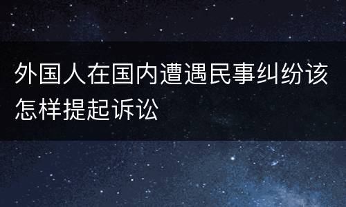 外国人在国内遭遇民事纠纷该怎样提起诉讼