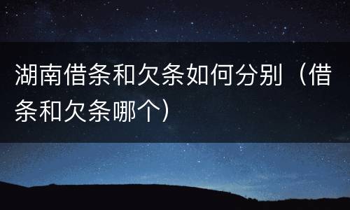 湖南借条和欠条如何分别（借条和欠条哪个）