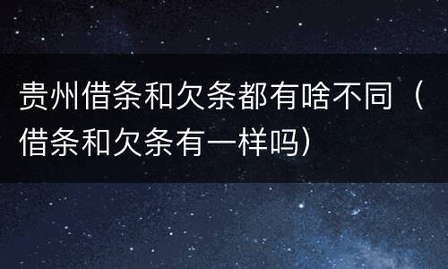 贵州借条和欠条都有啥不同（借条和欠条有一样吗）