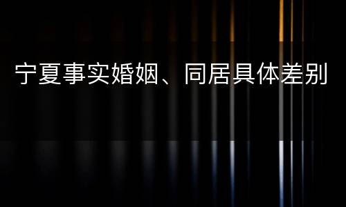 宁夏事实婚姻、同居具体差别
