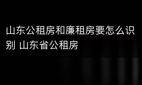 山东公租房和廉租房要怎么识别 山东省公租房