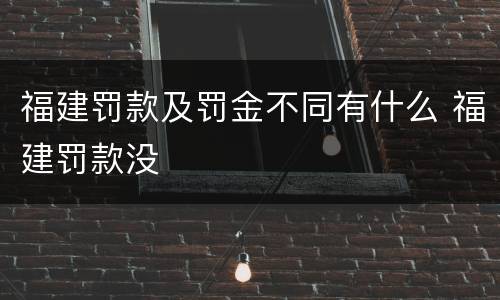 福建罚款及罚金不同有什么 福建罚款没