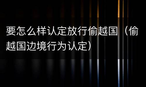 要怎么样认定放行偷越国（偷越国边境行为认定）