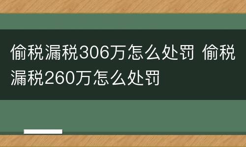 偷税漏税306万怎么处罚 偷税漏税260万怎么处罚