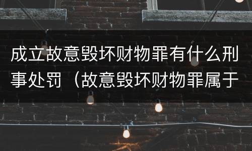 成立故意毁坏财物罪有什么刑事处罚（故意毁坏财物罪属于）