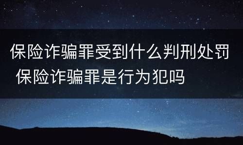保险诈骗罪受到什么判刑处罚 保险诈骗罪是行为犯吗