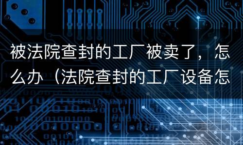 被法院查封的工厂被卖了，怎么办（法院查封的工厂设备怎么卖的）