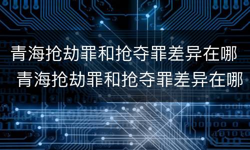 青海抢劫罪和抢夺罪差异在哪 青海抢劫罪和抢夺罪差异在哪查