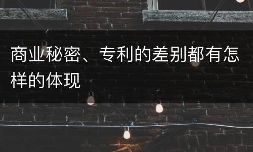 商业秘密、专利的差别都有怎样的体现