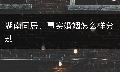 湖南同居、事实婚姻怎么样分别
